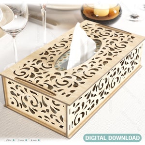 Blumen Dekorative Laser Cut Taschentuchbox Herzform Tabletop Holz Serviettenabdeckung Glowforge SVG Digital Download |#121|