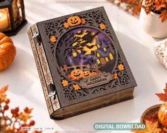 Halloween Book Box SVG Personalized Wooden Gift Box Digital Download |#744|