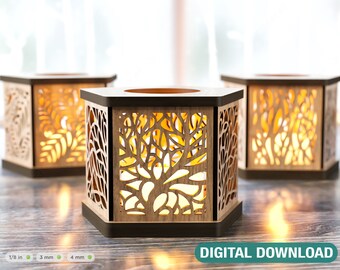 Candle Holder Laser Cut Lamp plywood Tea light Lantern Votive Gift  Wooden table Lamp Lantern Digital Download SVG |#167|