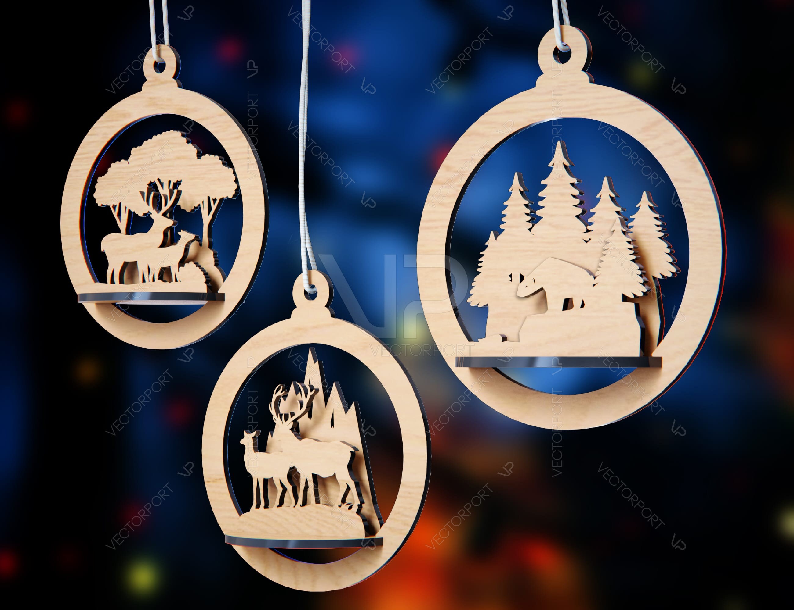 Tree Bear Bauble Wood 3D Laser Cut Christmas Ball Ornament Round Design tree-bear-bauble-wood-3d-laser-cut-christmas-ball-ornament-round-design