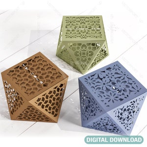 Boîtes en papier artisanal découpées sur papier emballage pour cadeau de faveurs de mariage boîte modèle motif dentelle fichiers téléchargement numérique | #119 |