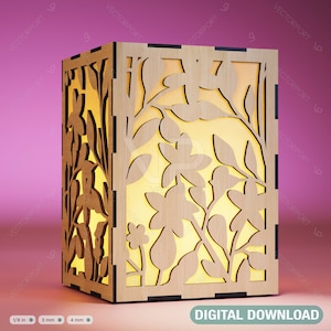 Bloem bladeren kaarshouder lasergesneden lamp hout theelichtje lantaarn votief cadeau SVG digitale download |#047|