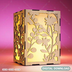 Bloemblaadjes Kaarshouder Lasergesneden Lamp hout Theelichtje Lantaarn Votief Cadeau SVG Digitale Download |#048|