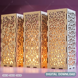 Decoratieve houten tafellamp Lantaarn Kaarshouder Lasergesneden Theelichtje SVG Cut Plan Digitale Download |#128|
