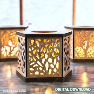 Kaarshouder lasergesneden lamp triplex theelichtje lantaarn votief cadeau houten tafellamp lantaarn digitale download SVG |#166|
