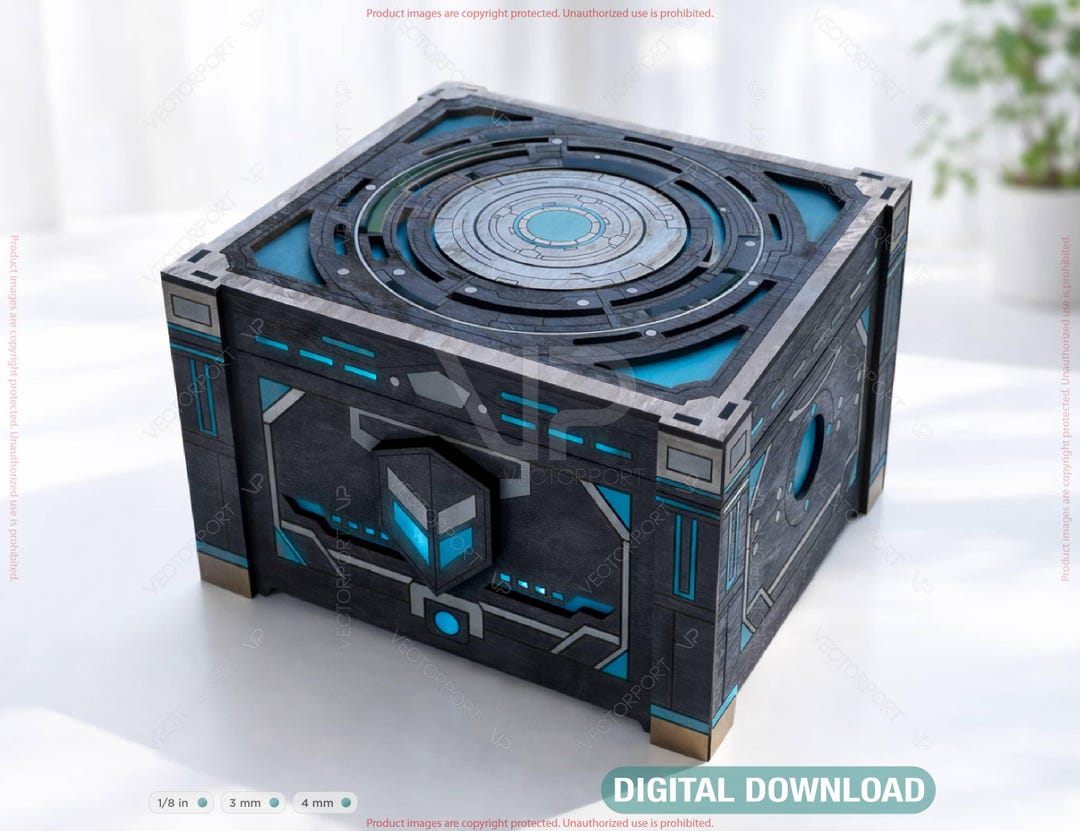 Futuristic Laser Cut Box SVG Sci-fi Wooden Storage Box High-tech ...