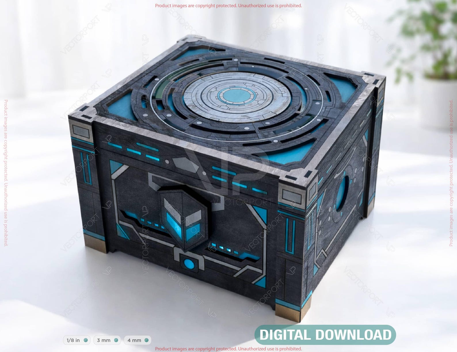 Futuristic Laser Cut Box SVG Sci-fi Wooden Storage Box High-tech ...