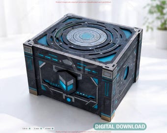 Futuristic Laser Cut Box SVG Sci-Fi Wooden Storage Box High-Tech Geometric Keepsake Digital Download |#699|