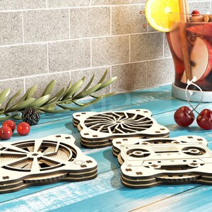 Coaster Mechanical Laser Vintage Cassette Turntable Shape Tea Coffee ...