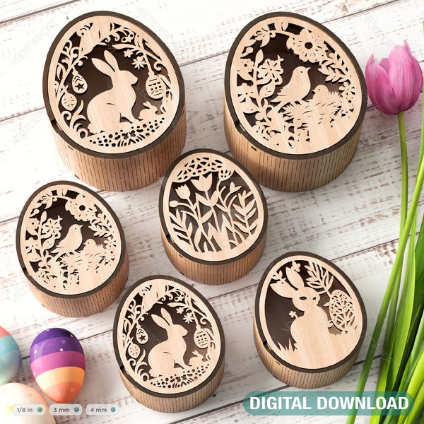 Easter Elegance: Laser Cut Egg Shaped Wooden Gift Box for Stylish Holiday Gifting and Decor DIY Digital Download |#385|