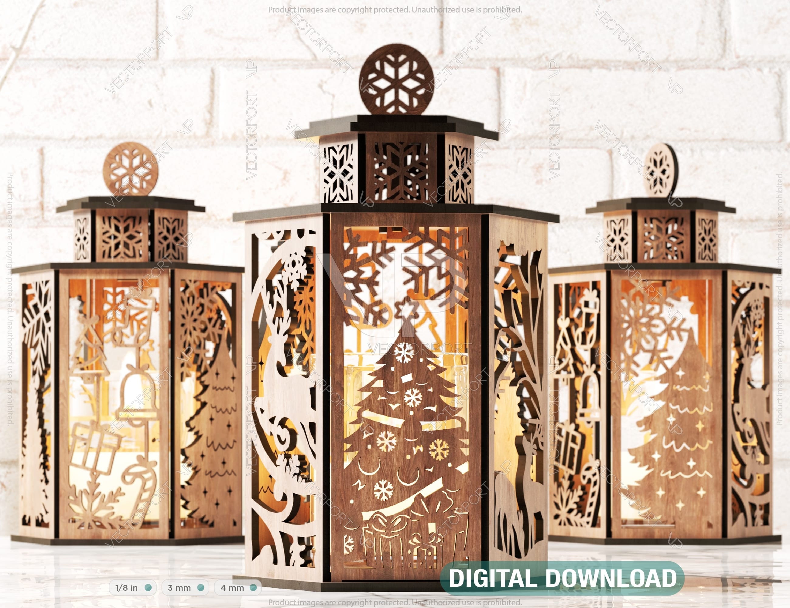 Christmas Lamp Night Light Deer Lantern Decoration Centerpiece Lampshade Table Candle Holder SVG Digital Download |#138|