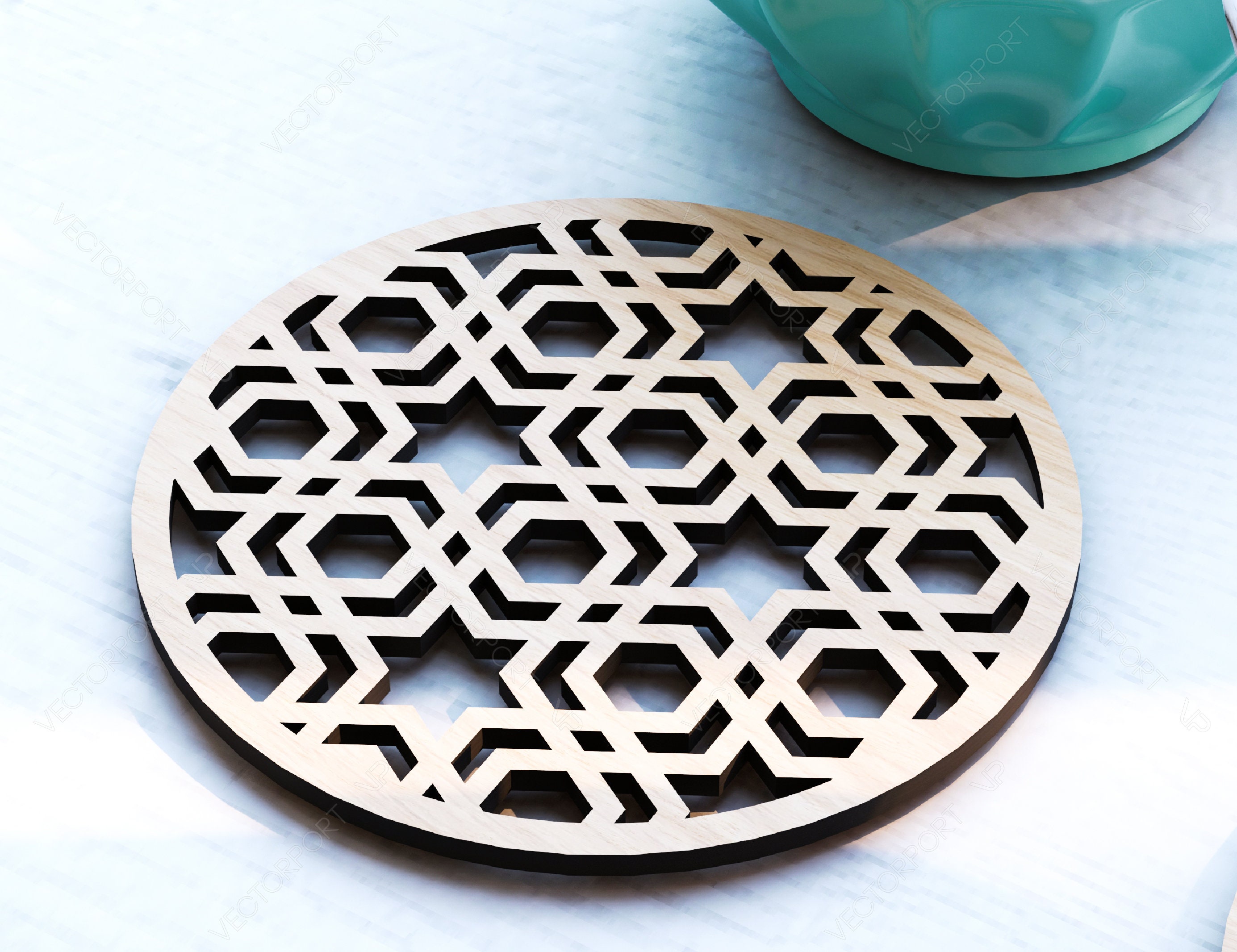Round Laser Cut Wood Coasters Drink Tea Coffee Cup Mat Pad Placemat Ta –  VectorPort
