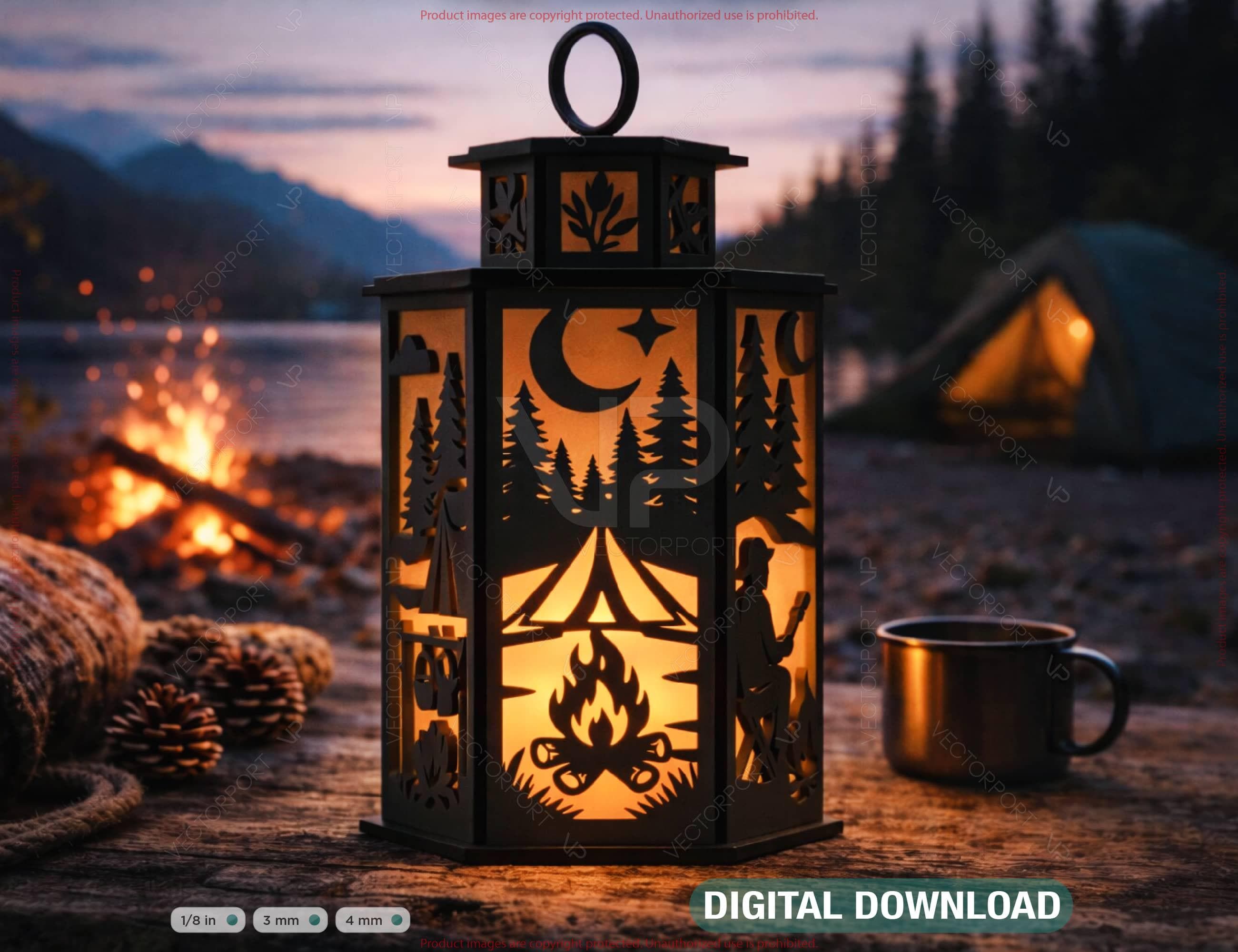 WANTKEY CAMP ブラックラベル ランタン Campfire Adventure World Lantern – Camping Theme Forest, Tent