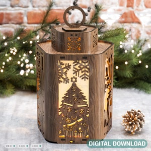 Lampe de Noël Nouvel An, veilleuse, lanterne de cerf, décoration suspendue, bougeoir d'angle incurvé, téléchargement numérique | #292 |