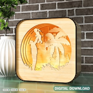 Father’s Day Gift Wooden Led Night Lamp Dad & Daughter Scene Multilayer Shadowbox Laser Cut Lampshade Table Lamp Digital Download |#235|