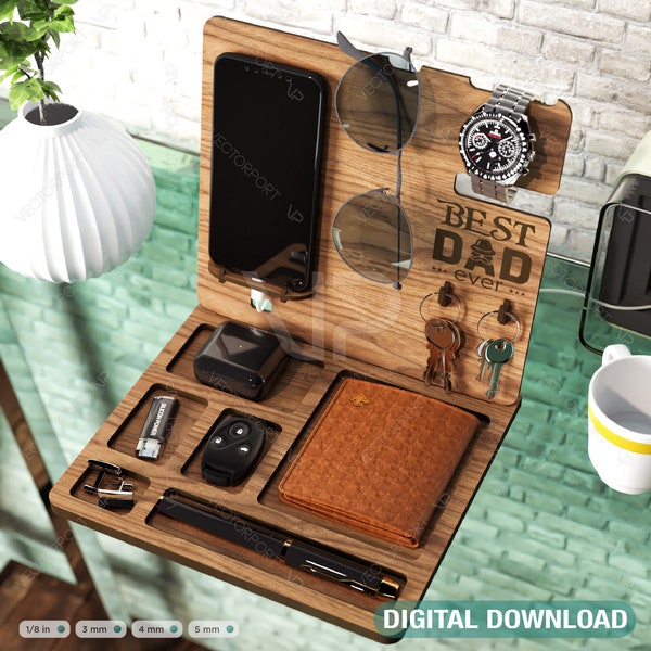 Personalized Fathers Day Gift, Phone Charging Station, Personal Items Table organizer, Wood Docking Station Digital Download |#233|
