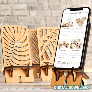 Lasergesneden houten mobiele telefoonstandaard mobiele telefoonhouder digitale download SVG |#195|