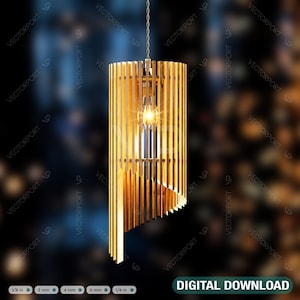 Cylinder Modern Elegant Hanging wooden chandelier lamp shade Pendant light template svg laser cut plywood Digital Download |#040|