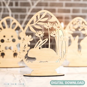 Adornos de huevo de Pascua de pie Archivos cortados con láser Huevo SVG paquete 3 Elementos Descarga digital /#192/