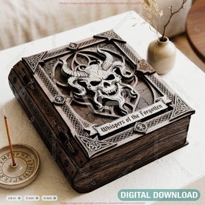 Gothic Book Box Laser Cut File – Dark Fantasy Wooden Storage Box – Grimoire Style Book Box SVG Digital Download |#707|