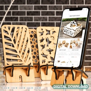 Lasergesneden houten mobiele telefoonstandaard mobiele telefoonhouder digitale download SVG |#198|