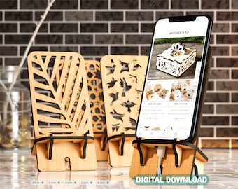 Laser Cut Wooden Mobile Phone Stand Cell Phone Holder Digital Download SVG |#198|