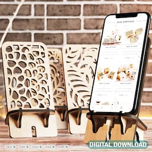 Laser Cut Wooden Mobile Phone Stand Cell Phone Holder Digital Download SVG |#196|