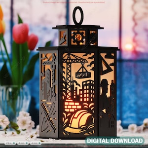 Luminária de mesa com tema de arquiteto, cortada a laser, com ferramentas, plantas, guindastes, edifícios, presente para amantes da arquitetura, engenheiro, download digital | #570 |