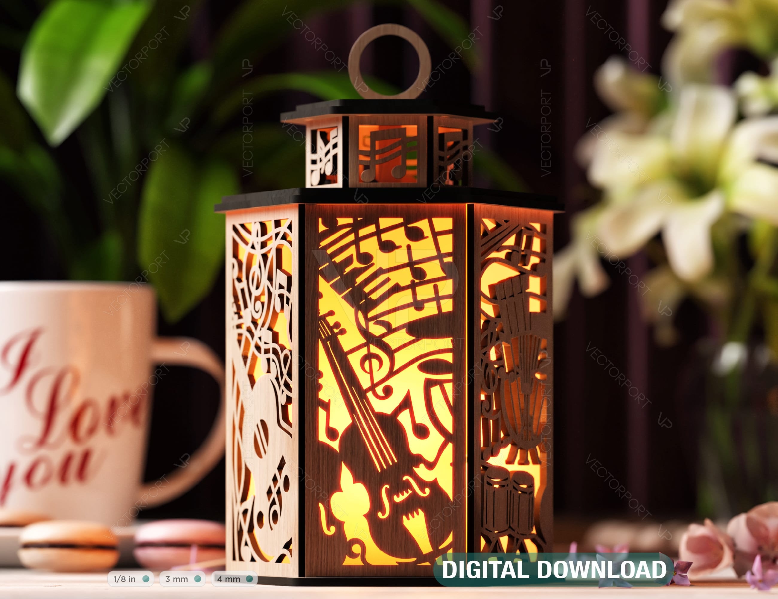 Symphony Lantern: Music Notes Laser Cut Tealight Candle Holder