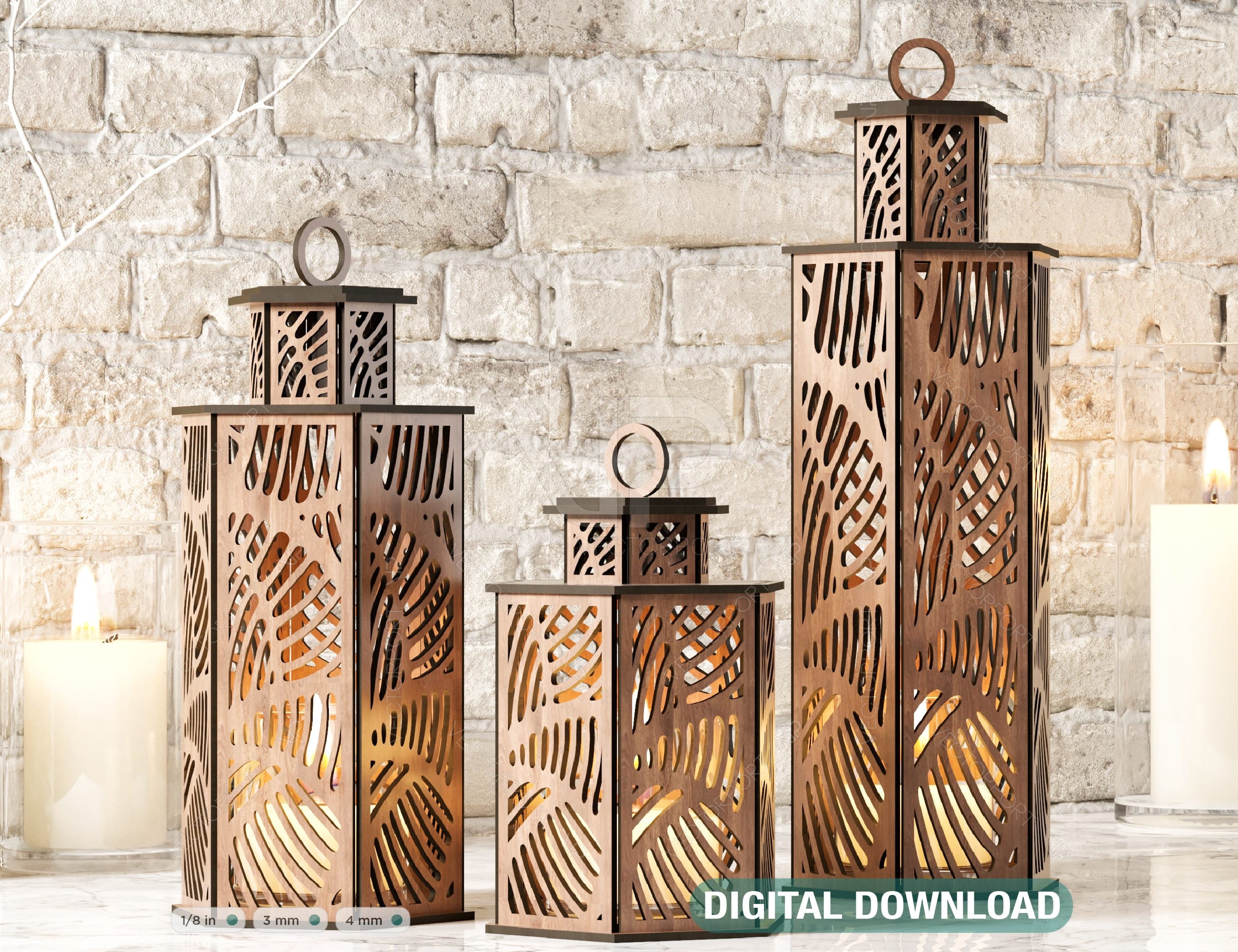 Wooden Wedding Decoration Lantern Laser Cut Centerpiece Night Light Lampshade Table Candle Holder SVG Digital Download |#135|