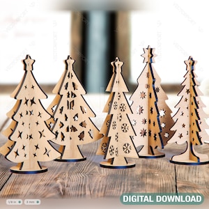 Standing Christmas Trees Laser cut Snowflake SVG  New Year Decorations Digital Download | SVG |#091|