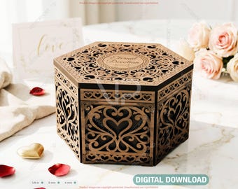 Romantic Wooden Storage Box Laser Cut SVG Love Keepsake Memory Box Digital Download |#722|