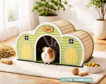 Guinea Pig House SVG | Laser Cut Pet House Files | Wooden Small Animal Shelter Digital Download |#708|