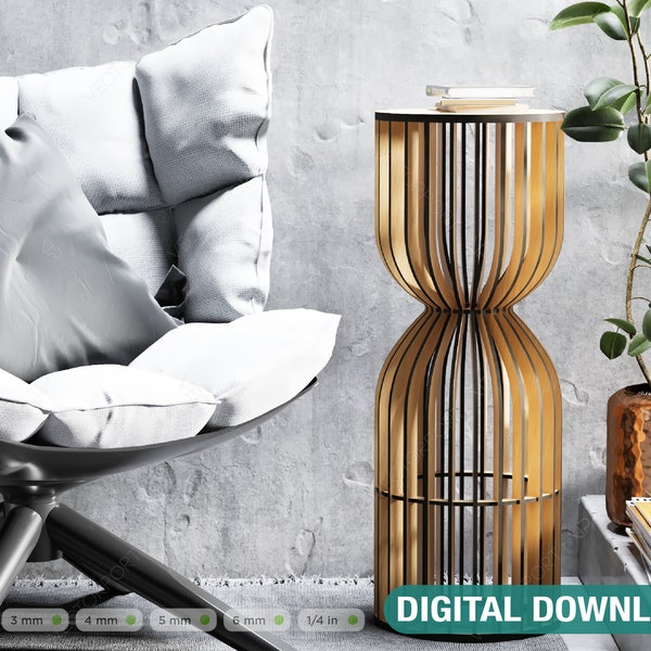 Elegant Modern Laser Cut Cylinder Coffee Table  Digital Download |#215|