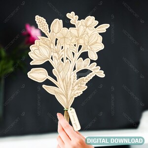Flores personalizadas para a mãe, plano SVG com corte a laser para presente de dia das mães, gravura personalizável, presente diy, download digital |#204|