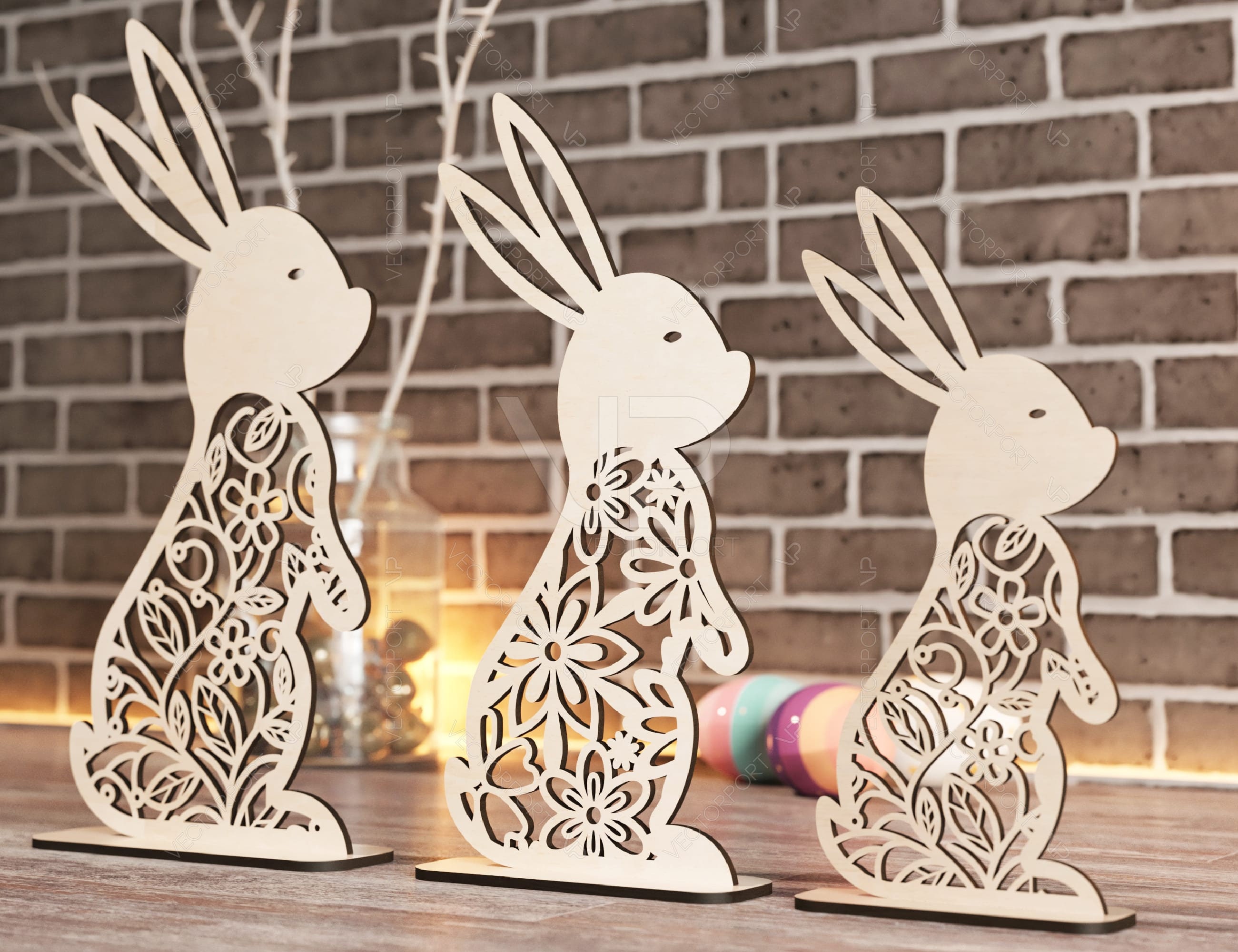 Easter Laser Cut Files Rabbits SVG Layered Bundle, Floral Bunny ...