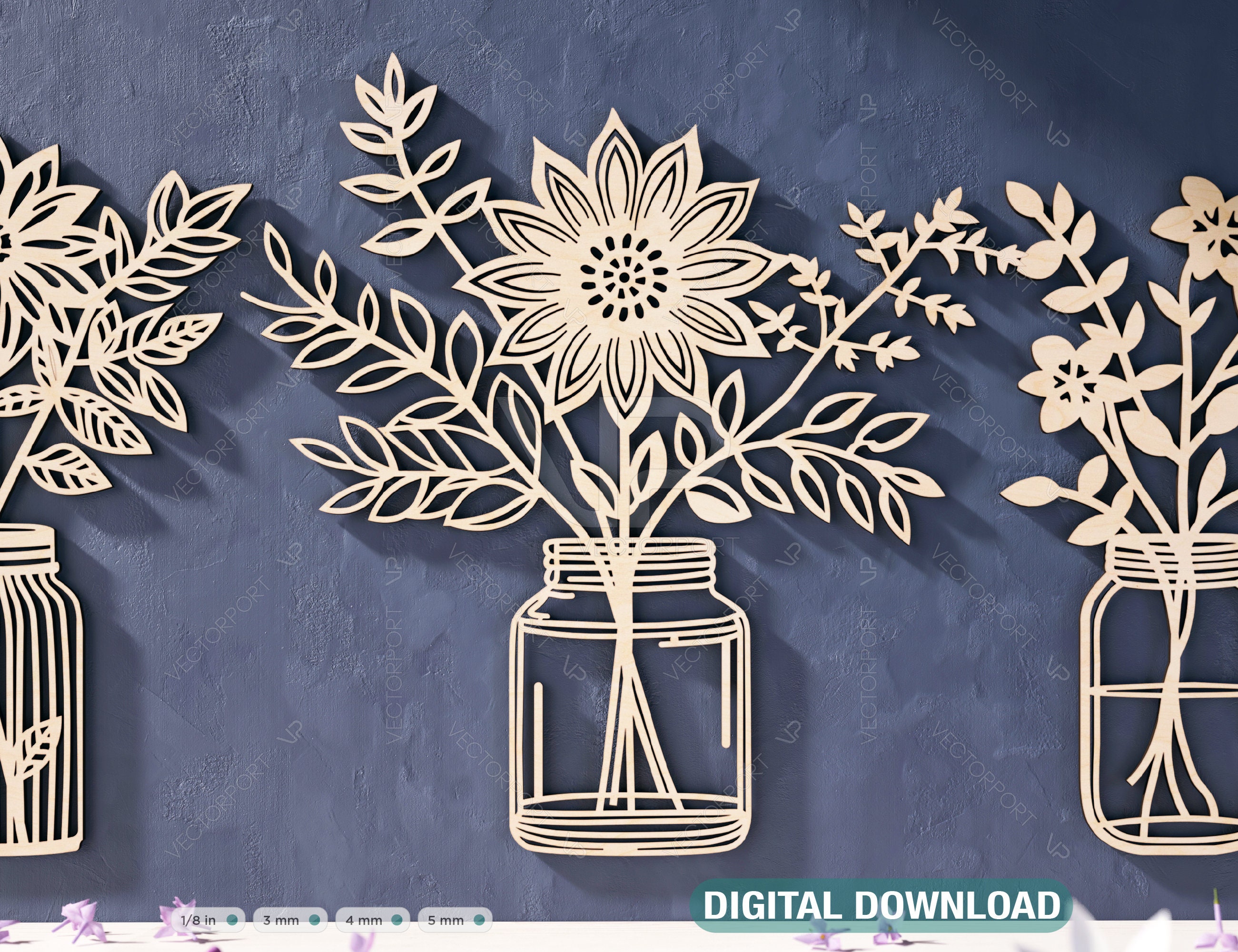 Blooming Beauties: Standing & Wall mounted Flower Pot Home Decoration, Gift laser cut SVG Diy gift Digital Download |#403|