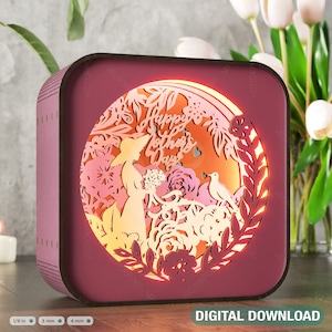 Especial del Día de la Madre: Lámpara de noche LED de madera con una conmovedora escena de mamá, caja de sombras multicapa, lámpara de mesa cortada con láser Descarga digital /#376/