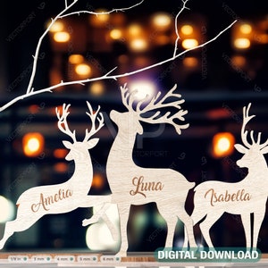 Kerst Staande Rendieren Gepersonaliseerde decoraties Plaats uw tekst Hertentafel Aanpasbare Decor SVG Digitale Download |#139|
