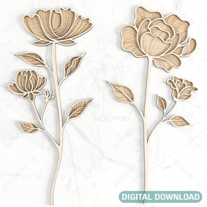 Flores gravadas para ela, presente de dia das mães, plano SVG de corte a laser de presente de dia dos namorados, presente faça você mesmo, download digital |#205|