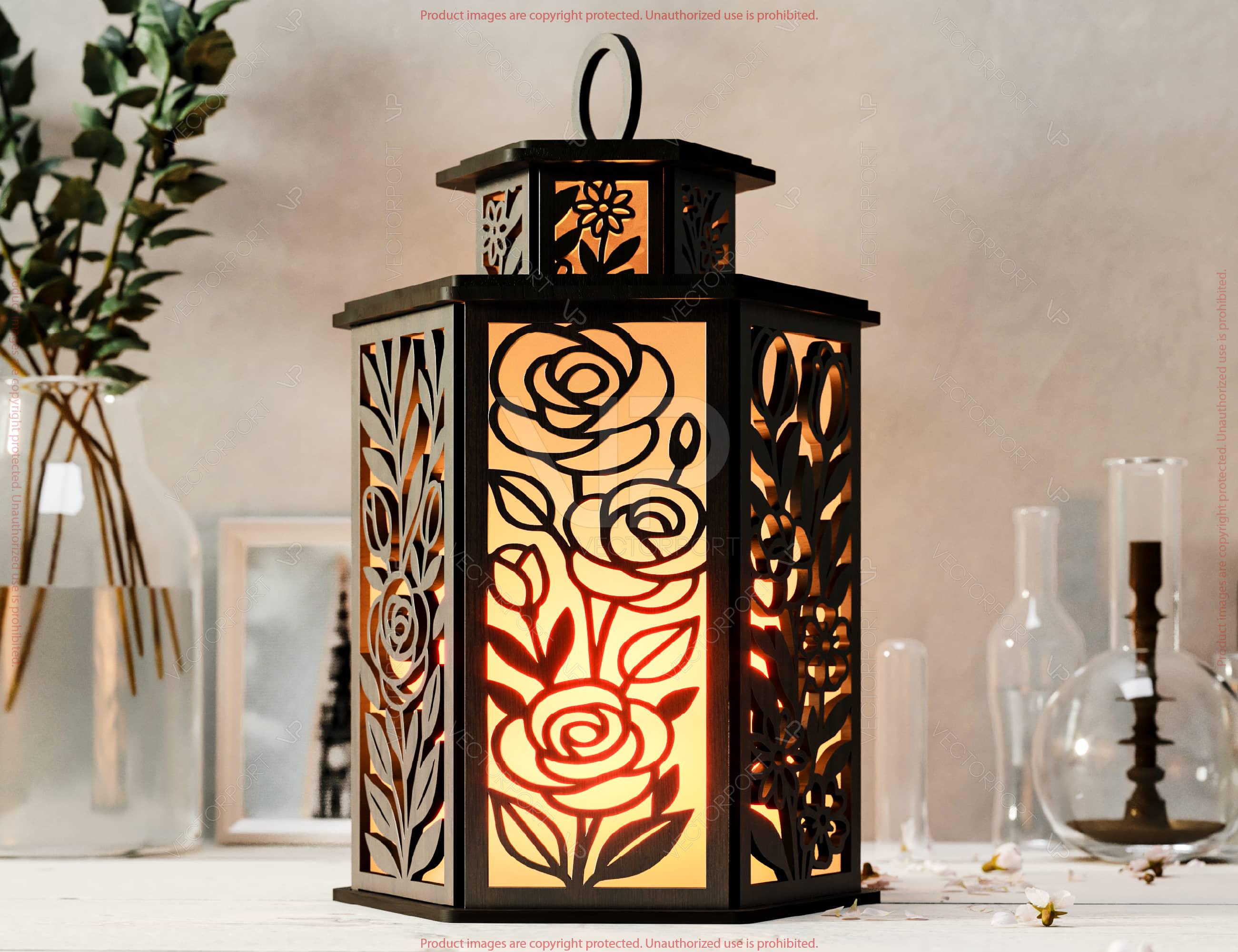 Floral Laser Cut Lamp – Flower Lantern Tea Light Candle Holder