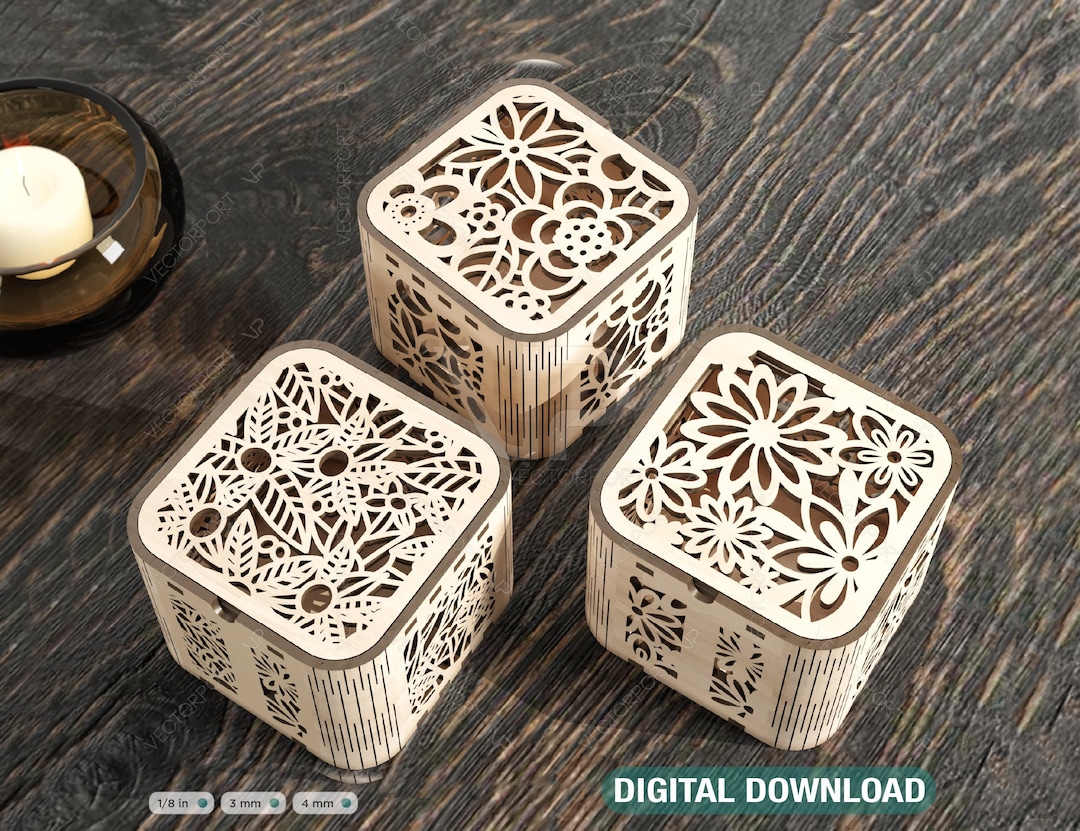 Decorative Wooden Gift Box Laser Cut Jeweler Case Wedding Love Vector ...