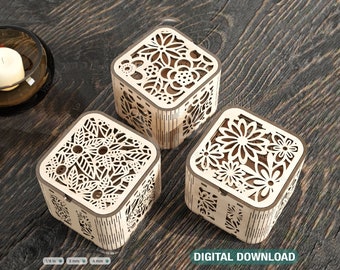 Decorative Wooden Gift box laser cut jeweler case Wedding Love vector model Glowforge cut file Digital Download |#117|
