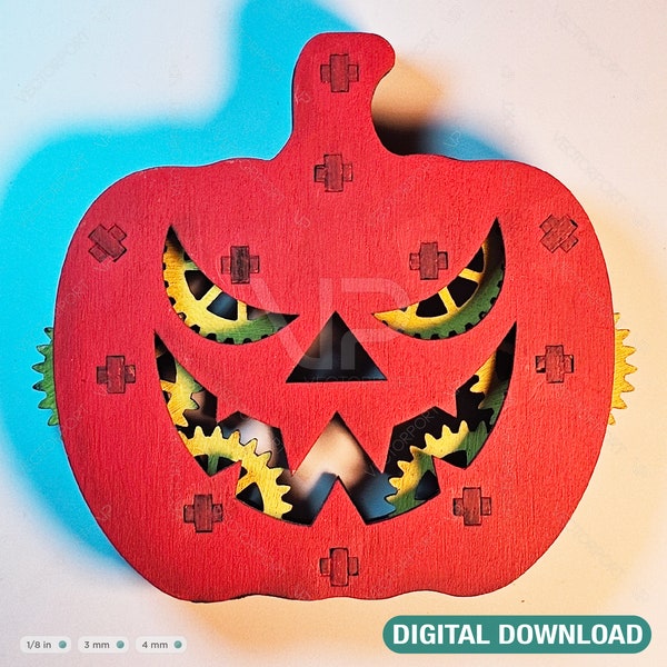 Halloween Pumpkin Coaster With Gear Laser Cut Tea Coffee Cup Mat Pad Placemat Tableware Scary Pumpkin SVG Digital Download |#281|