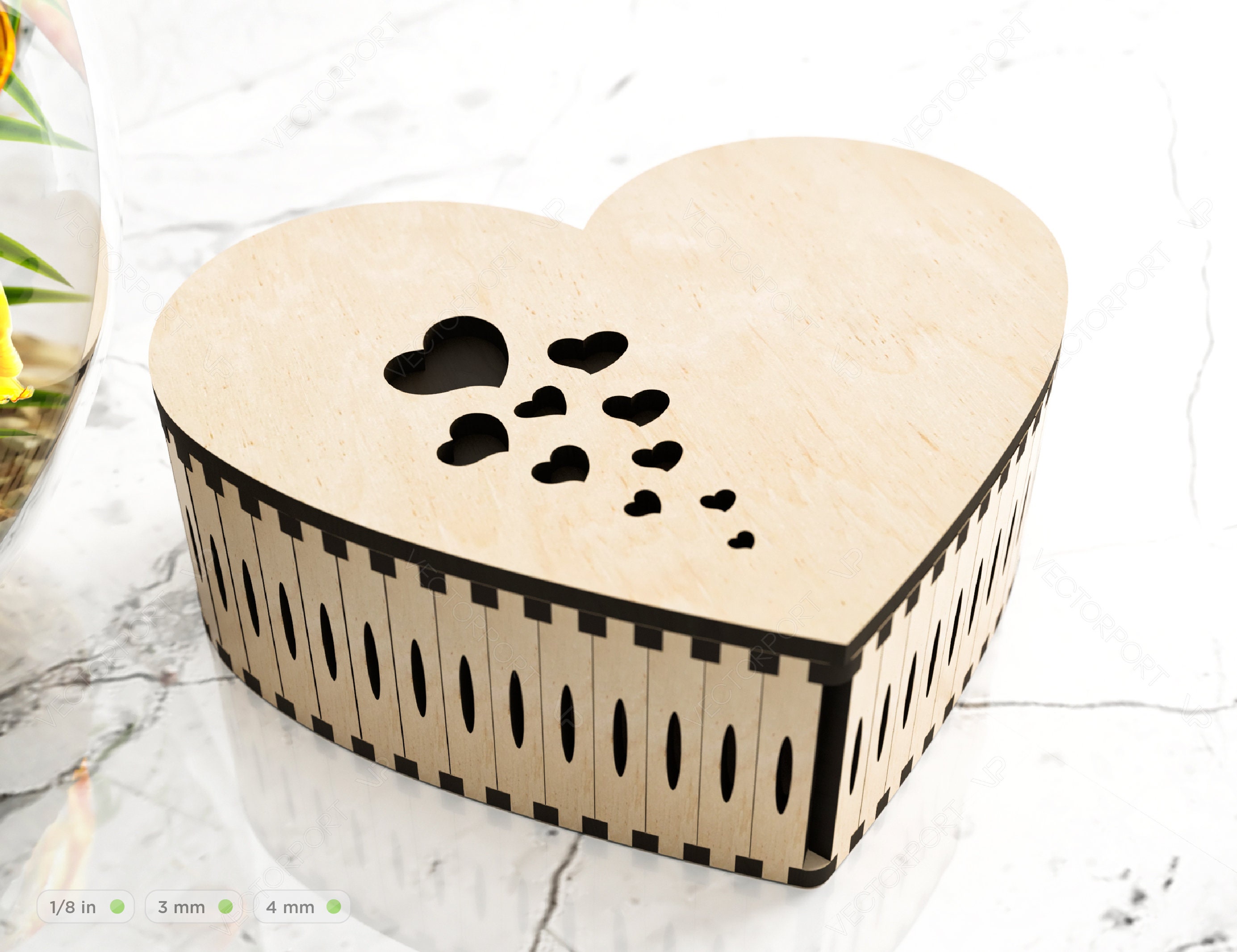 Heart Shaped Wooden Gift Box Jewelry Laser Cut Box Template Etsy
