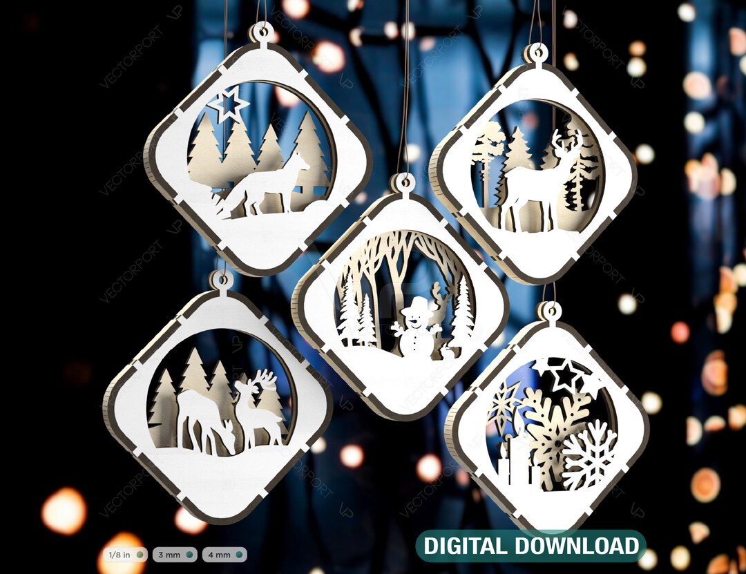 Christmas Balls Tree Decorations Craft Hanging Bauble Snowy Scene Deer christmas-balls-tree-decorations-craft-hanging-bauble-snowy-scene-deer