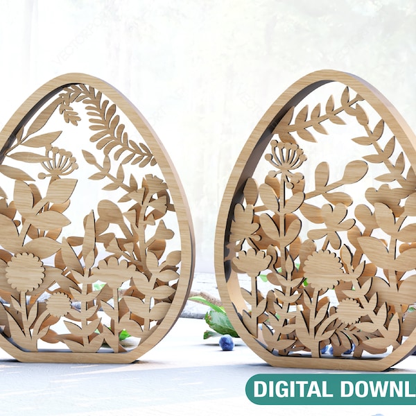 Easter Laser Cut Files Egg SVG layered bundle, Floral eggs multilayer Digital Download |#189|