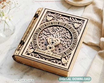 Personalized Wooden Keepsake Book Box Laser Cut File –Tree of Life Romantic Gift for Her Digital Download |#711|