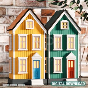 Casa escandinava em miniatura com corte a laser e inspiração nórdica - Design de cabana aconchegante com detalhes simples e elegantes | Download digital |#558|