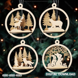 3D Holz Christbaumkugel, Laser Cut Baumschmuck, Neujahr Weihnachtskugel Ornament Laser Cut SVG Digital Download |#446|